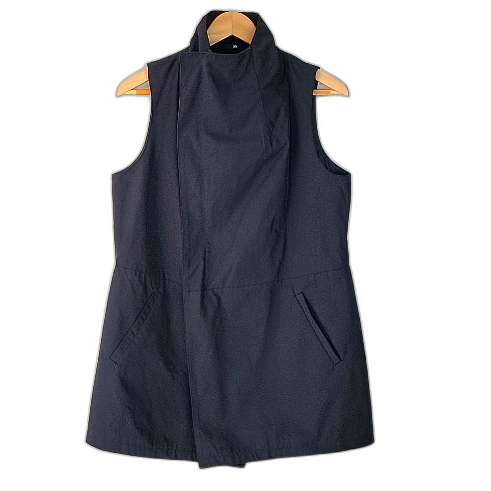 Jarbo Black Sleeveless High Collar Zip Up Vest size 40 Moto Jacket Trench